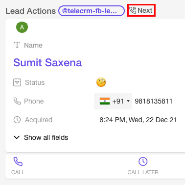 hit next and make calls with telecrm autodialer feature| Excel vs crm