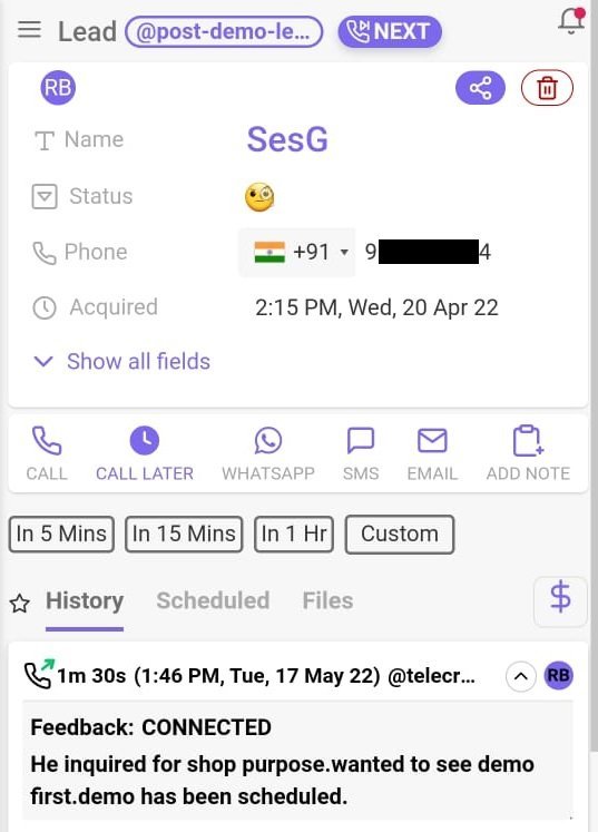 telecrm followup and call feedback feature | Excel vs crm