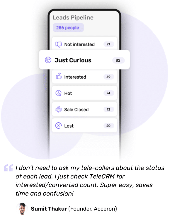 Telecrm feature: mobile lead management