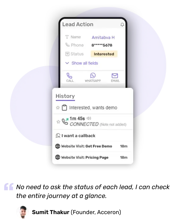 tracking lead history