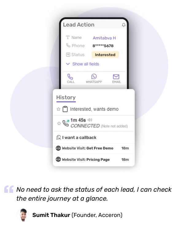 Lead history and Tracking