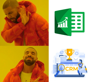 Other sales tracking app - Not interested, CRM- Yes. Drake meme