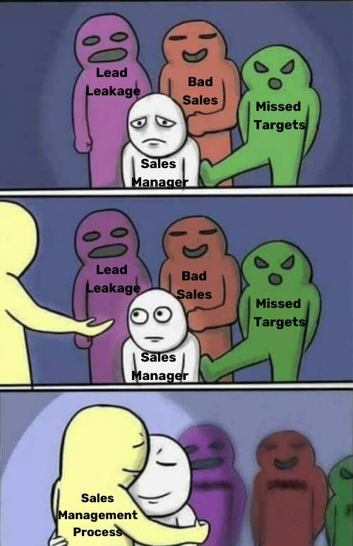meme- sales manager hugs sales management process 