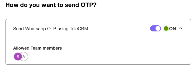 Send OTP on WhatsApp using TeleCRM software