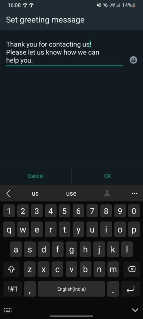 WhatsApp Business app setup step 6