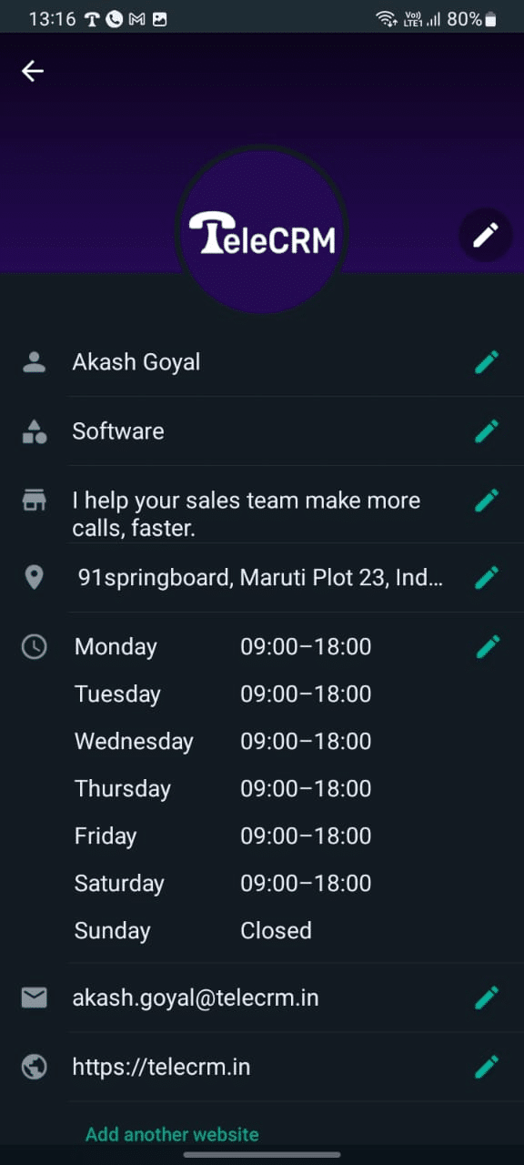 Business Profile Setup is complete in WhatsApp Business App