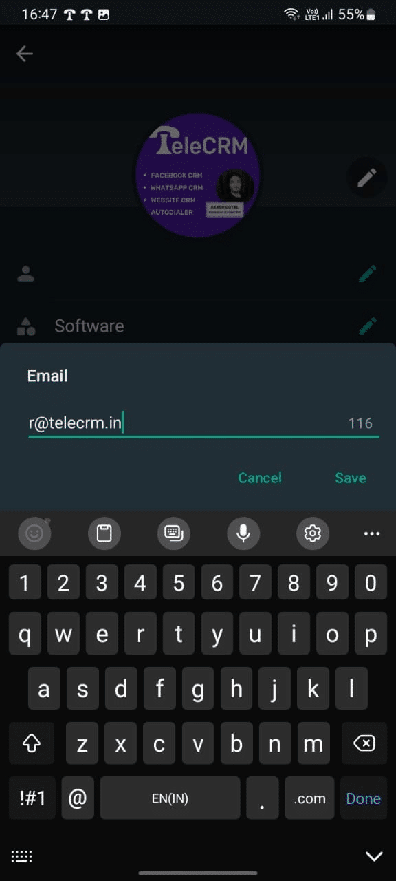 Enter contact details info sucha as Email in Business Profile setup in WhatsApp Business App