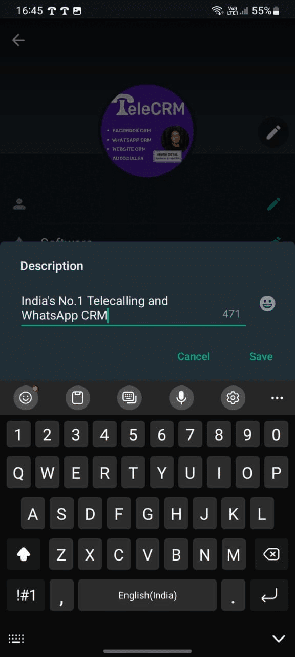 Set up a Brief Description about you business in WhatsAPp Business App