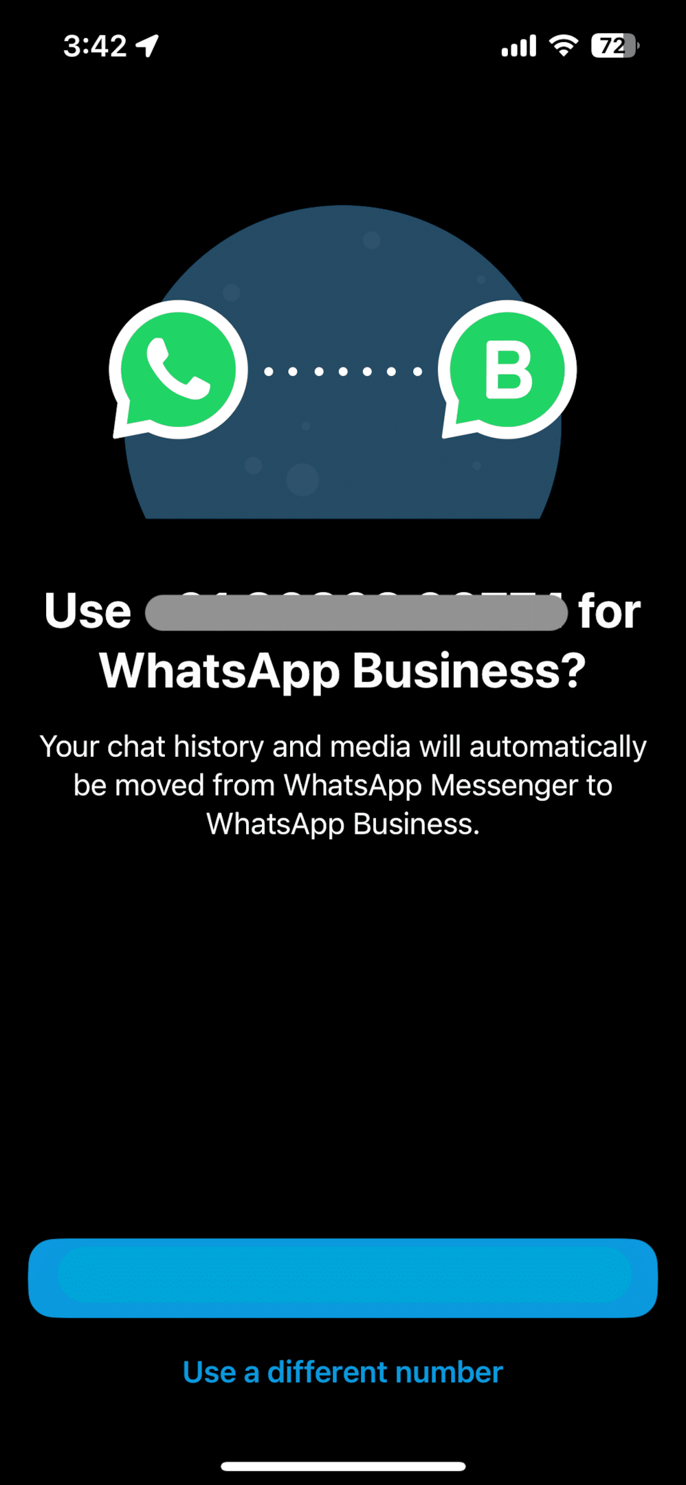 Verify and choose the number you want to use for WhatsApp Business