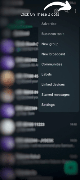 open the WhatsApp business app click on the 3 dots in the top right corner and tap on Business Tools.