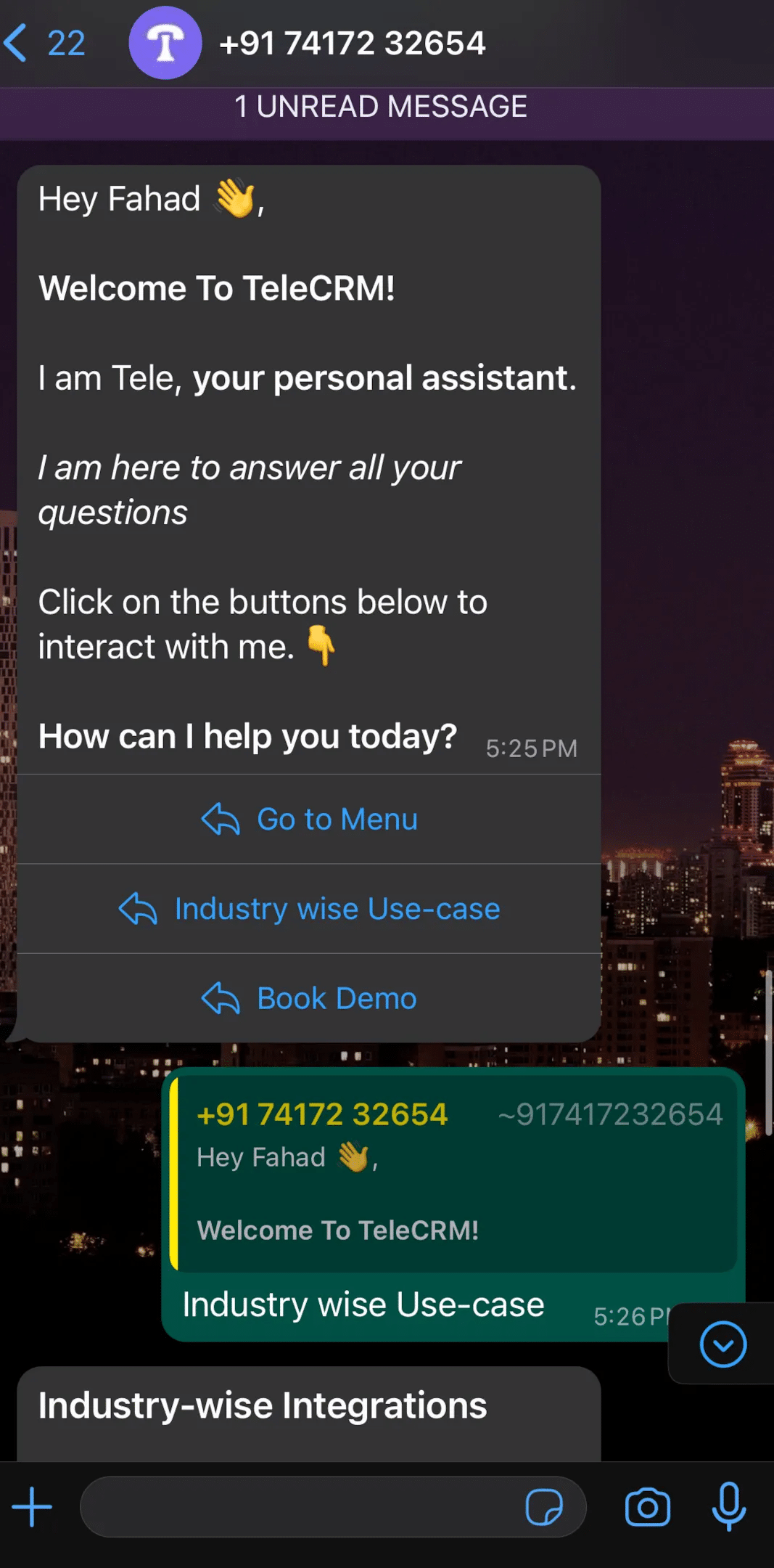 TeleCRM's WhastApp Chatbot Tele helps in sales as well as in providing excellent customer support.