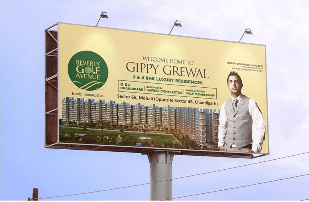 Beverly Golf Avenue Real Estate Project by GMADA (Greater Mohali Area Development Authority) showcases Gippy Grewal a famous Panjabi singer to grab the attention of their potential customers