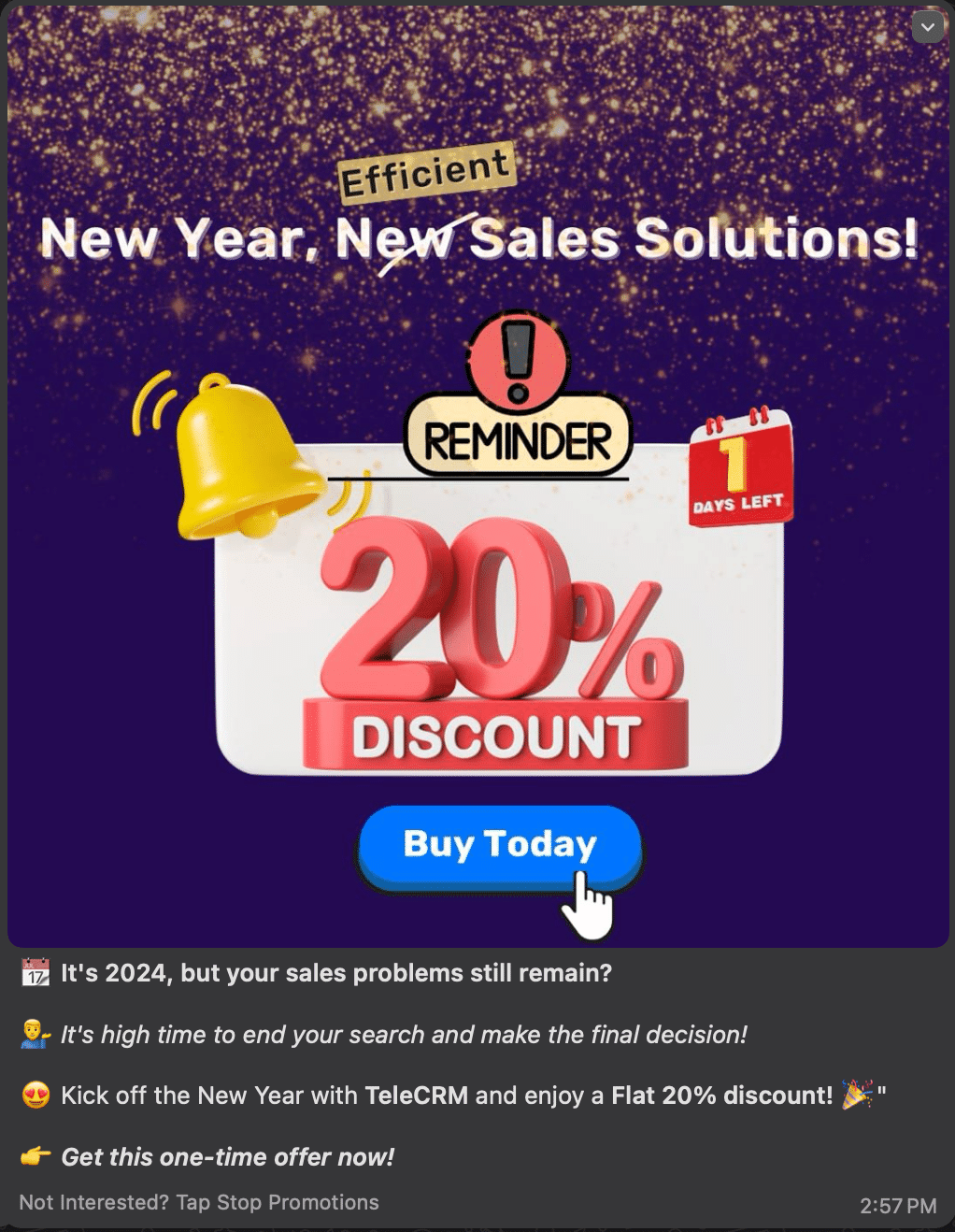 WhatsApp Promotional Message on New Years