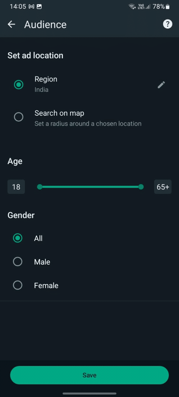 You can also tweak the demographics of the audience you want to target such as their region, age and gender