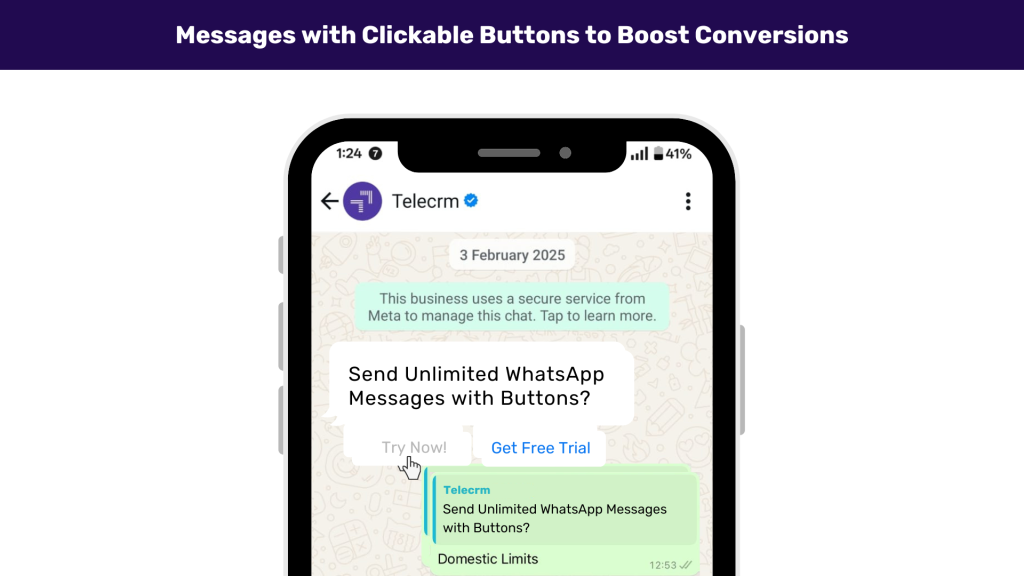 Messages with Clickable Buttons to Boost Conversions with Telecrm