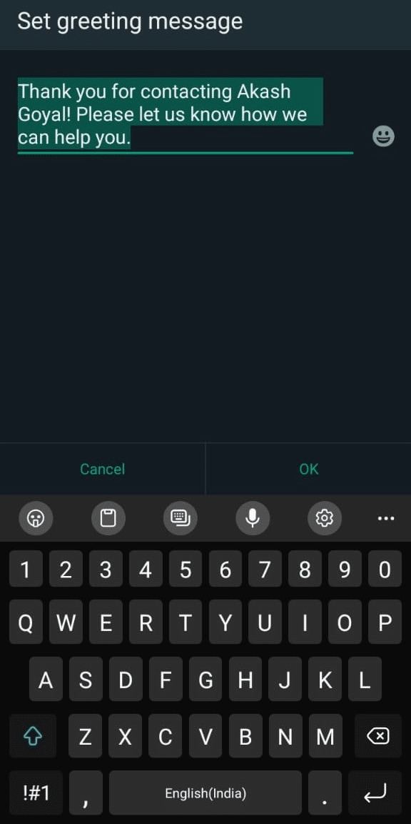 Customize greeting message
