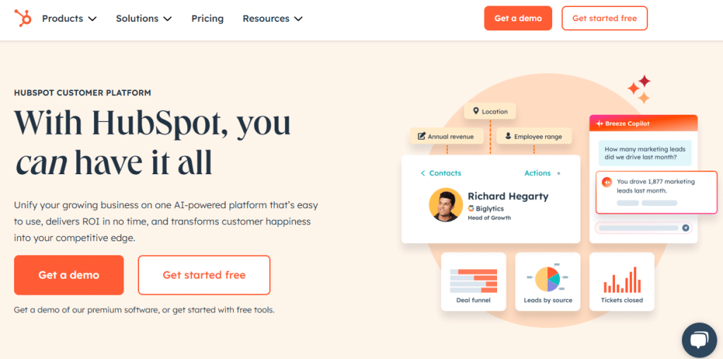 HubSpot dashboard