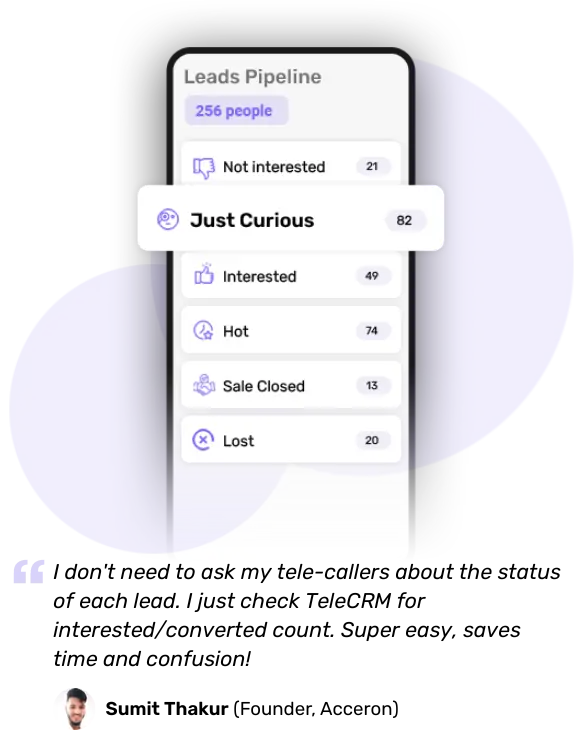 Telecrm's Lead Filter capability helps you segment your customer base effectively.