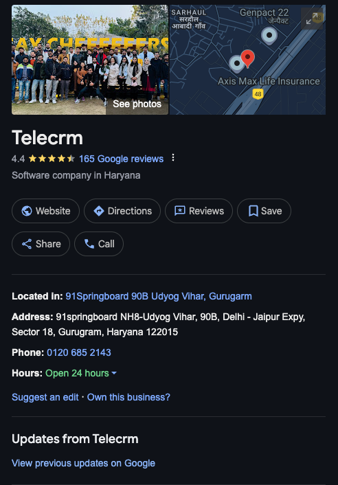 Telecrm Google Business Profile to help understand why there is a need to build a sttong one 