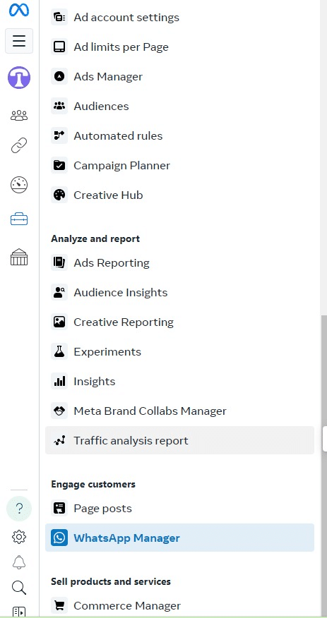 Click 'WhatsApp Manager', navigate to message templates