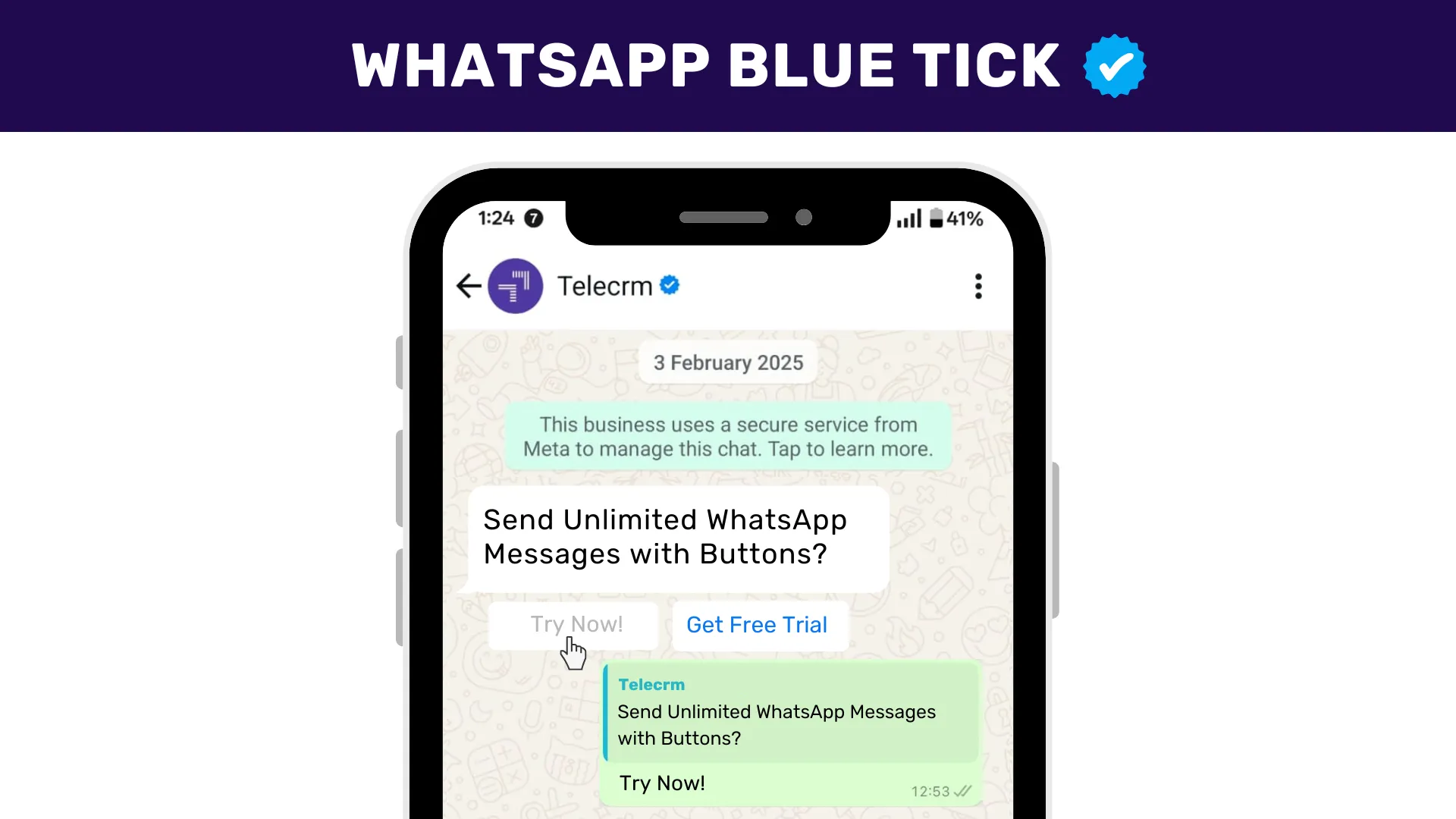 WhatsApp blue tick: A Verified WhatsApp Business Account under Meta’s official verification program.