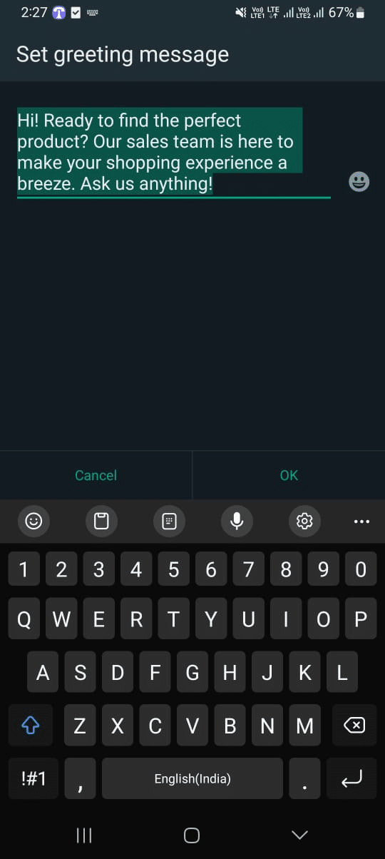 Write your message to welcome customers.