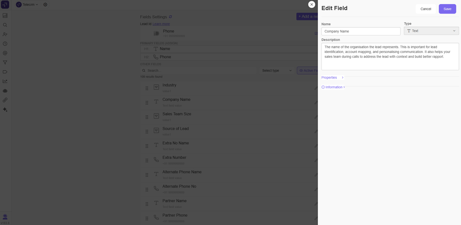 Label and configure the custom field