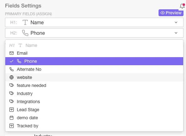 Custom fields in crm